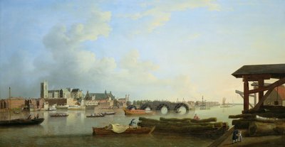 Der Bau der Westminster Bridge, 1749 von Samuel Scott